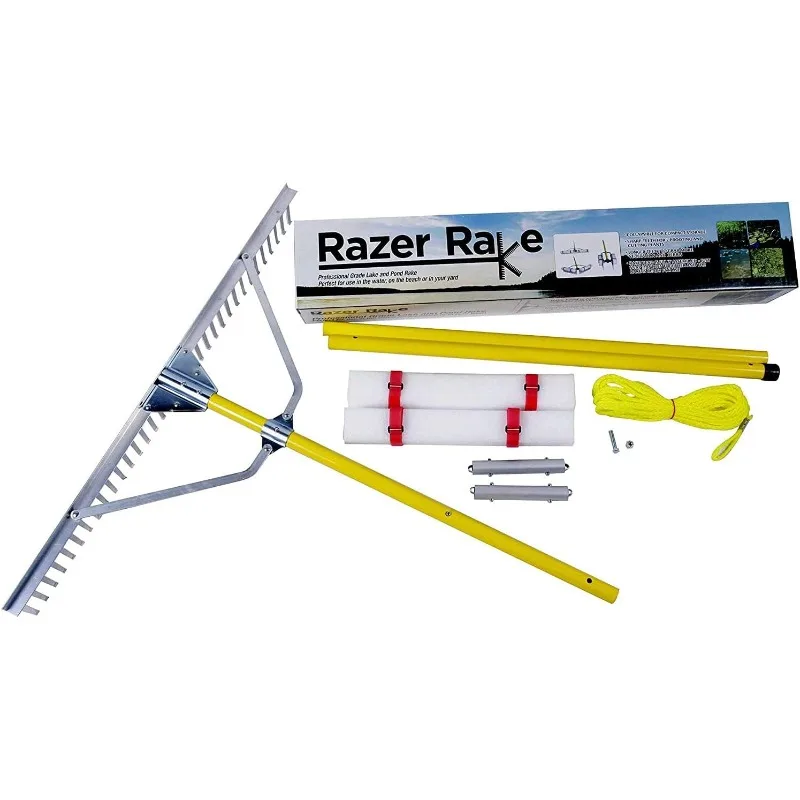 

Jenlis Razer Rake Heavy Duty Collapsible Aluminum Lake Rake for Removal of Weeds, Leaves, & Floating Scum, Shoreline & Beach Lan