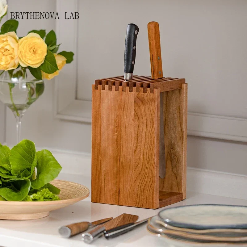 Japanese Knife Block Shelf Multifunctional Home Storage Rack Tools Kitchen Accessories Knife Holder Solid Upscale Wood