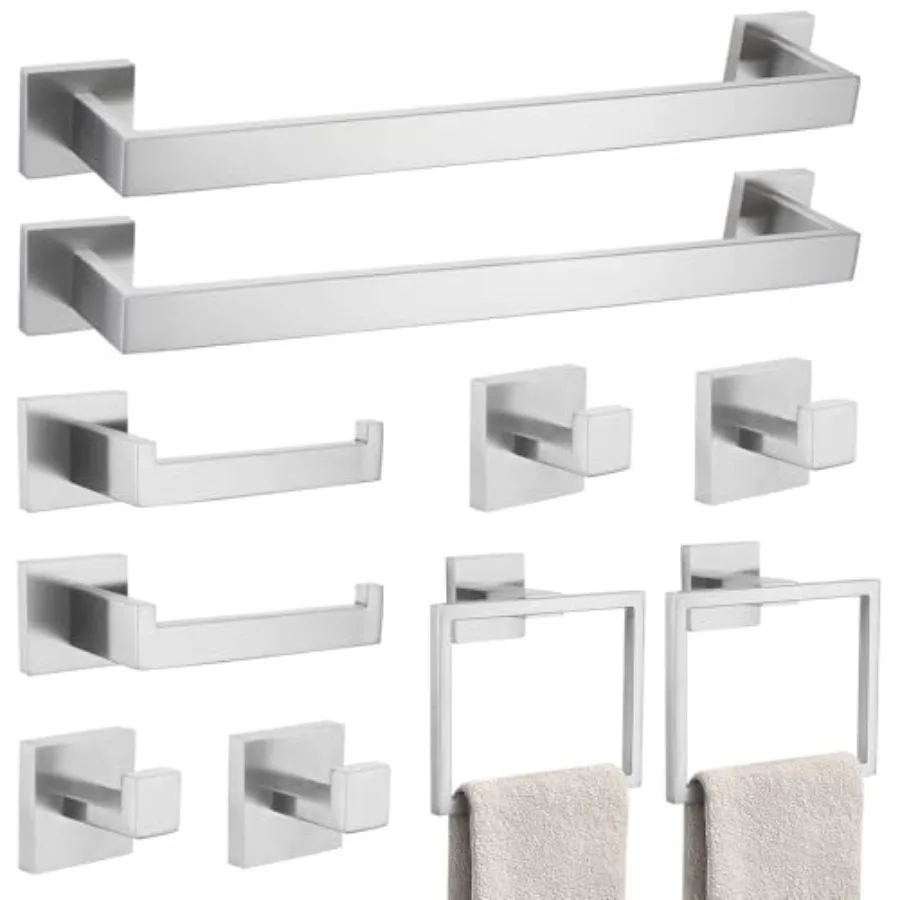 

rused ckel 10-Piece atroom ardware Accories t-Towel ar and older t for atrooS304 Stainl Steel atroom Accories t Wall Mounted 16