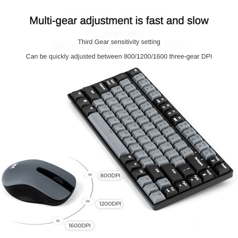 Imagem -05 - Conjunto de Teclado e Mouse sem Fio Lenovo-xiaoxin k1 Tampa de Duas Cores Design Ergonômico Ajustável Dpi de Velocidades Tom Claro