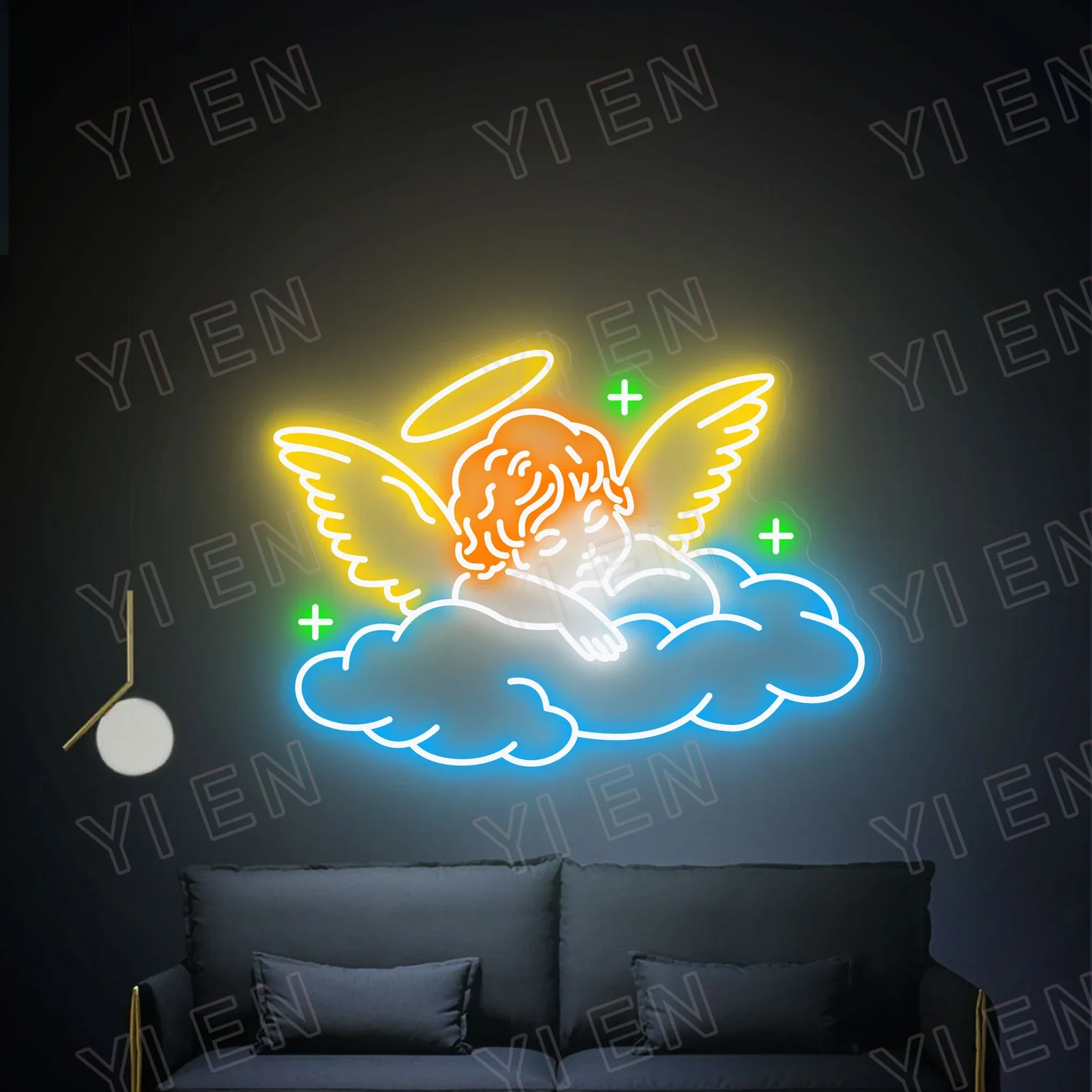 Znak Neon Led anioła, neonowy znak kąta spania, lampa neonowa kąta, sztuka Neon Led, wystrój imprezy, standardowy znak neonowy, personalizowane prezenty