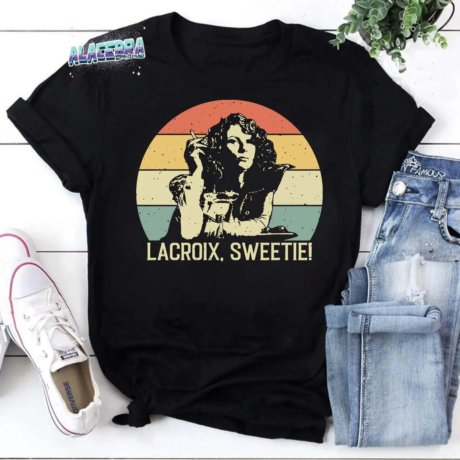 Vintage Edina Monsoon Lacroix Sweetie T Shirt Absolutely Fabulous TV Show Retro  vintage Washed homme Breathable Stylish