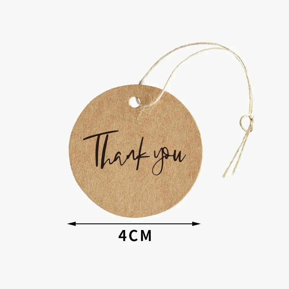 Hanging Cards With Cords Brown Round Craft Paper Label Tag Thank You For Your Order Handmade With Love Gift Jewelry Packages