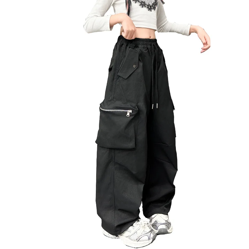 

Fashion Korean Kids Spring Cargo Pants Girl from 5 12 to 14 Years Old Teens Child Casual High Street Cargo Trousers With Pockets