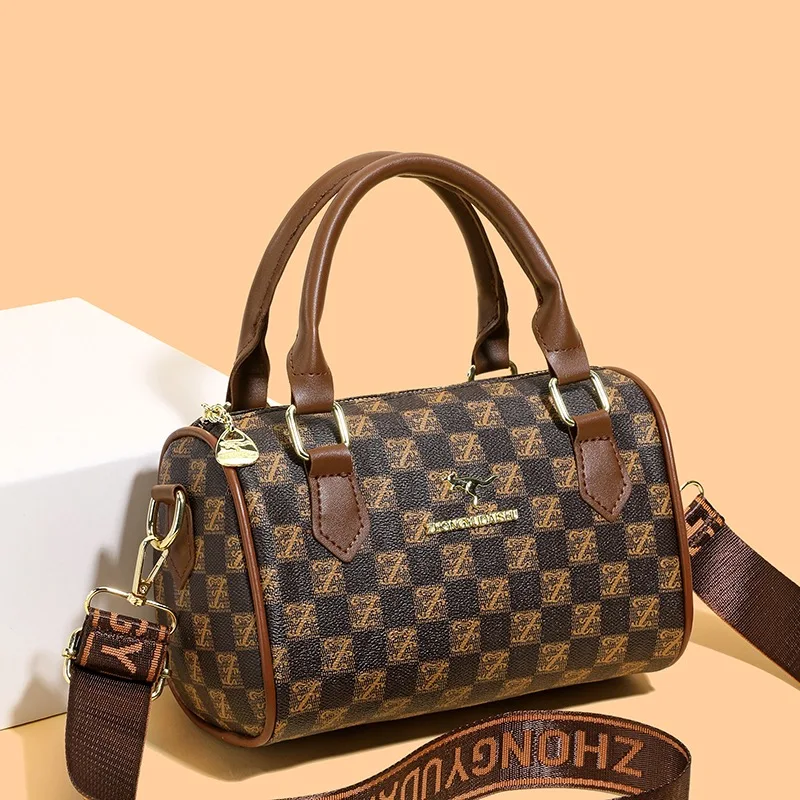 

Women's Shoulder Bag Fashion Soft Pu Leather Printed Pillow Bag with Wide Shoulder Strap Casual Single Crossbody Bags for Women