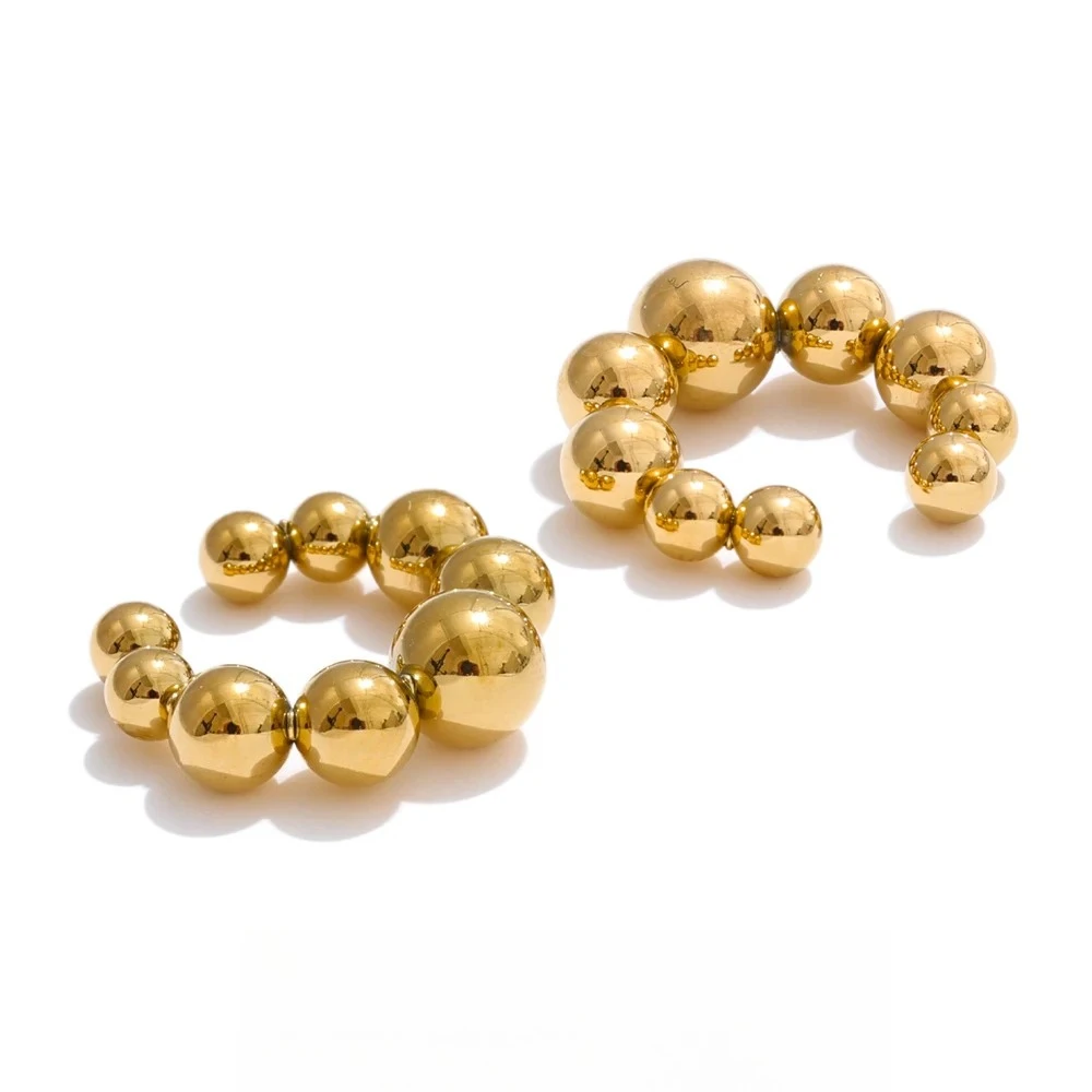 Yhpup 316L Stainless Steel Round Beads Ear Bone Earrings 16K PVD Plated Fashion Personalized Ear Clip Accessories 2025