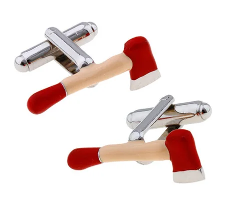 Fire Control Design Axe Cufflinks For Men Quality Brass Material Red Color Cuff Links Wholesale&retail