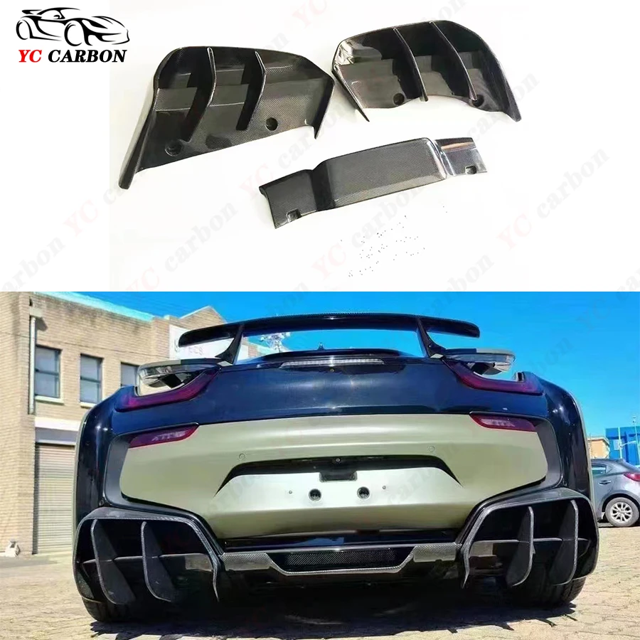 

For BMW i8 2014-2019 High quality Carbon Fiber Car Rear Bumper Diffuser Rear Splitters Spoiler Back lip body kit