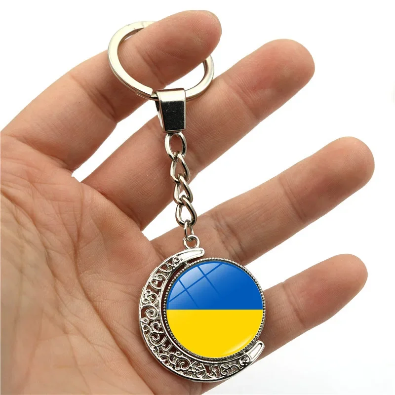 Ukraine Keychain Pendant Double-Sided Rotating Moon Pendant Cars and Bags Pendant Creative Personality Key Chain accessories