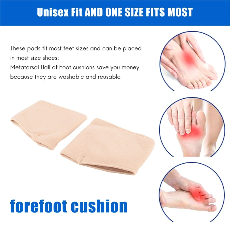 وسادات كم A22F-Metatarsal - زوجان من وسائد القدم المكونة من زوج واحد من وسائد الجل لمقدمة القدم لألم مشط القدم والبثور والكالس والأعصاب