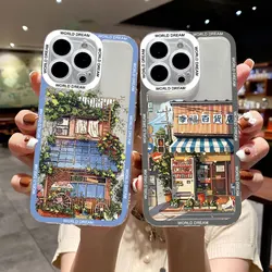 Japanese Cute Anime Aesthetic Clear Phone Case For iPhone XS X XR 14 13 12 11 Pro Max SE2 7 8 Plus Street Side Shops Back Covers