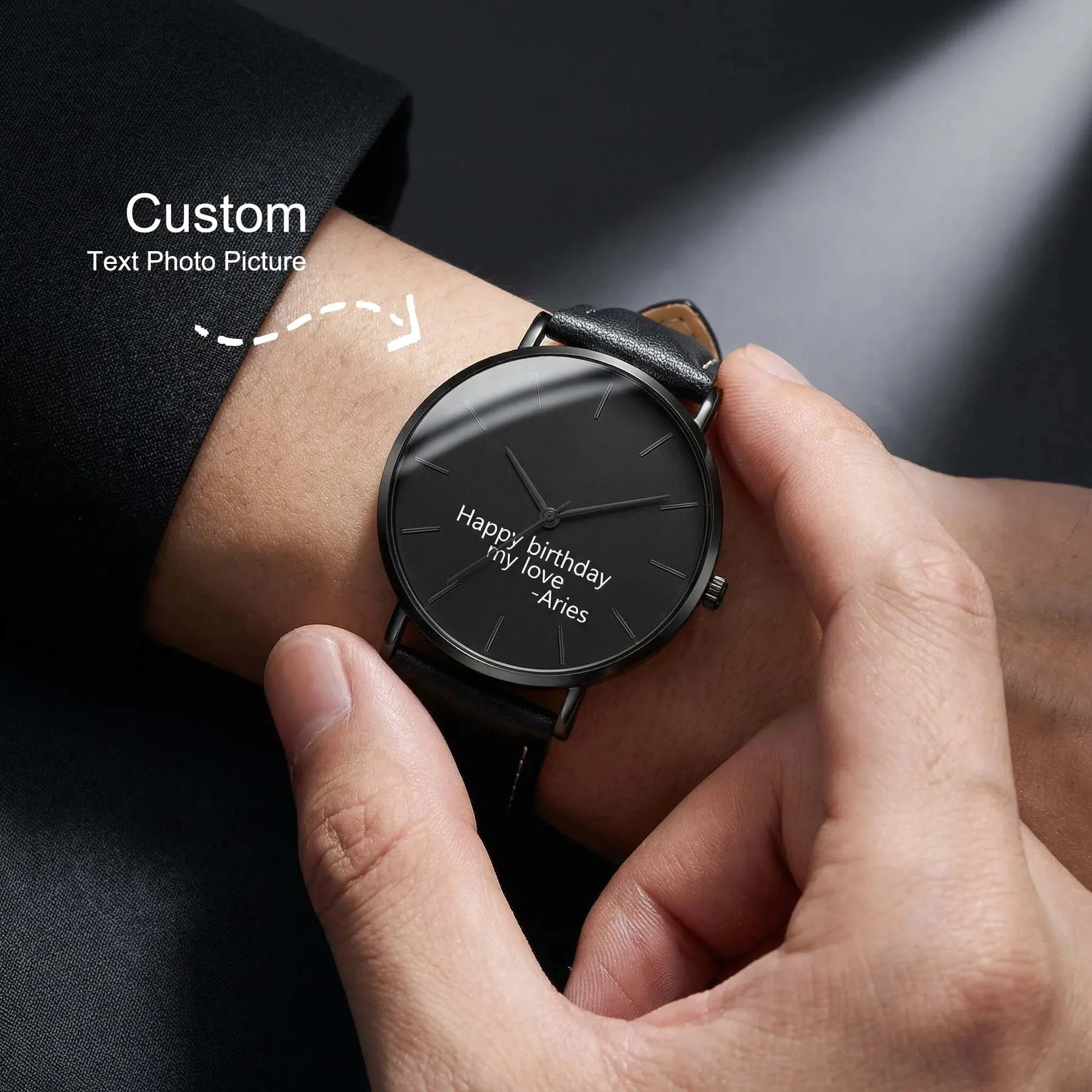 

Personalize Phtoto Name Customize Quartz Watch With Print Logo for Women Men Gift