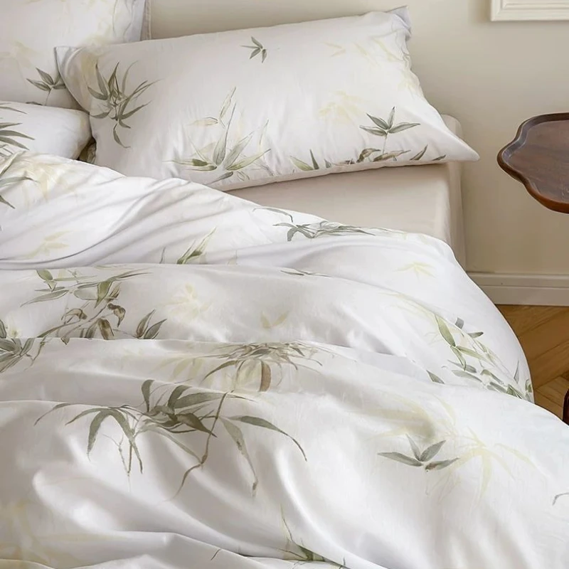 Summer High End Lyocell Tencel Bedding 4 Pieces Set Soft Skin Comfortable Silky Ice Silk Duvet Cover Sheet For Naked Sleeping