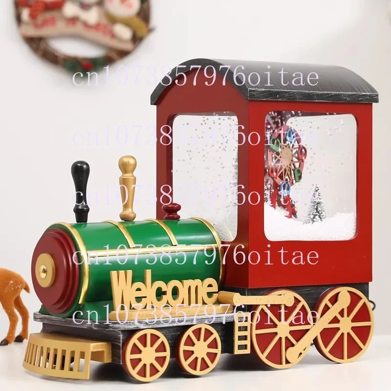 Christmas Gifts Electric Music Snow Small Train Snow Lights Children's Gifts Desktop Window Decorations