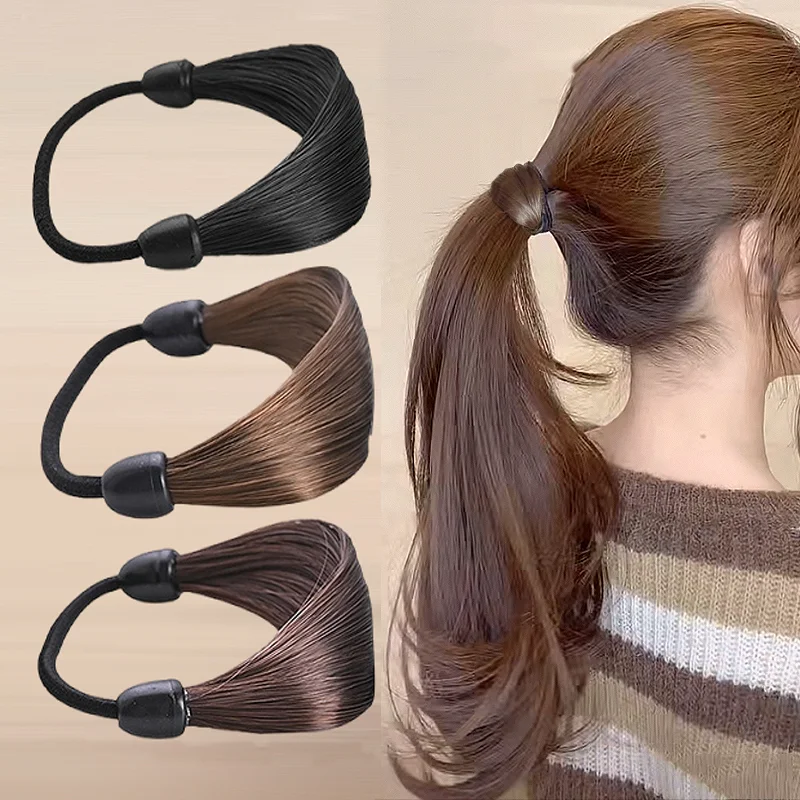 10 Stück Korea Gummiband aus Haars imulation Perücke Kopfs eil Mode Perücke Haarring gerade Haar gummi Pferdes chwanz elastisches Haars eil – Detail 6