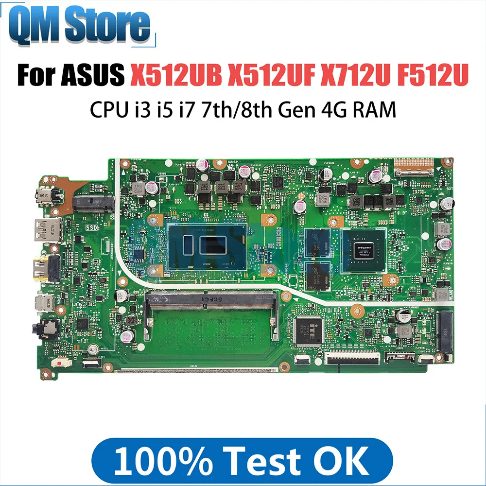 

V5000UA Notebook Mainboard For ASUS X512UB X512UF F512U A512U X712U Y5100U Laptop Motherboard i3 i5 i7 7th 8th Gen CPU 4GB RAM