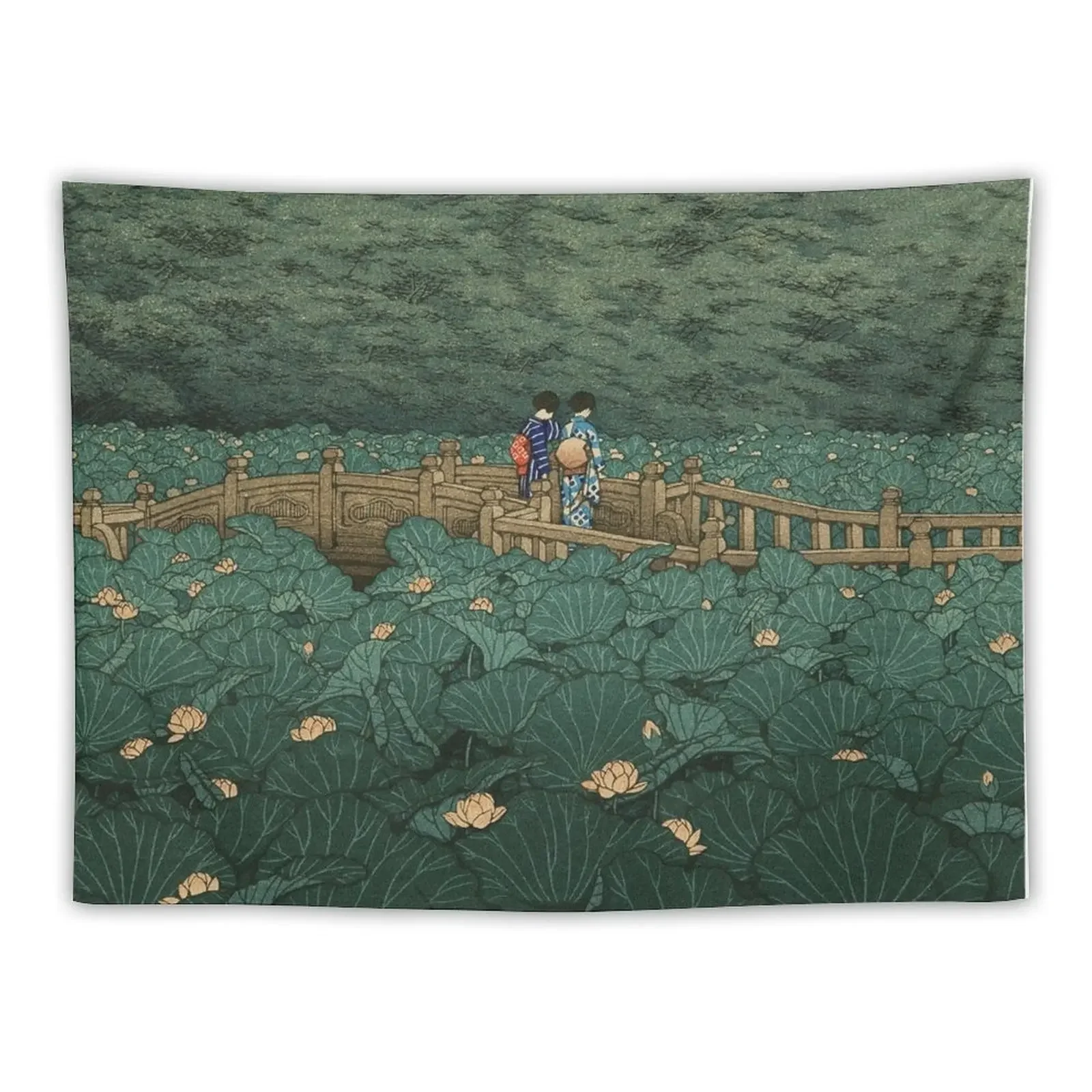 The Pond at Shiba Shrine in Benten - Kawase Hasui Tapestry Room Decorations Bedroom Deco Tapestry