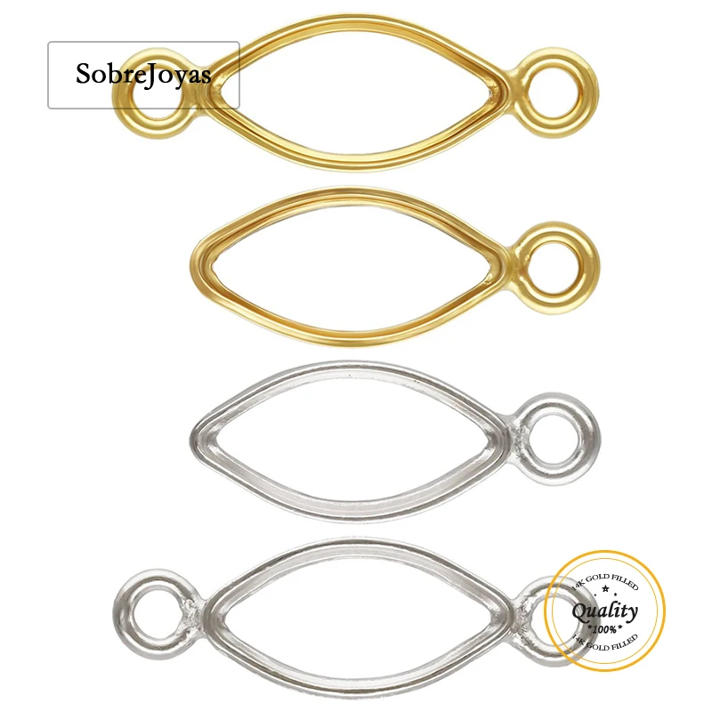 

3x6mm Marquise Bezel Drop 14K Gold Filled with 1-2 Ring-Attached Bezel Setting DIY Charm Wholesale Jewelry Making