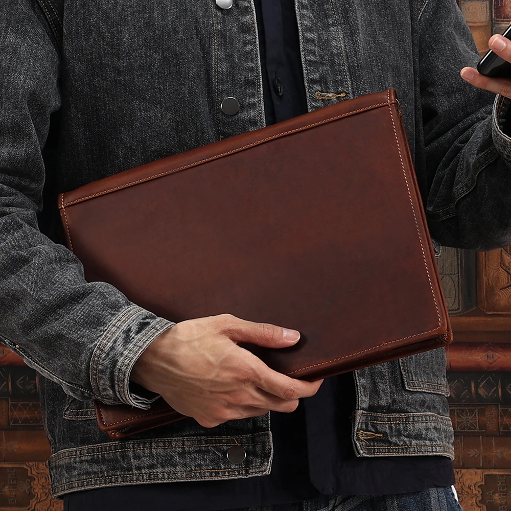 JOYIR Genuine Leather A4 File Organizer Folder for Documents Portfolio Bag Card Holder Office Business Portfolio for 12.9\