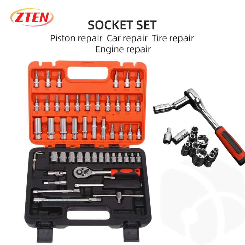 

Ящик для инструментов для ремонта автомобилей, мотоциклов, набор инструментов для ремонта автомобилей с розетками и чехлом, универсальный набор инструментов для соединения автомобиля