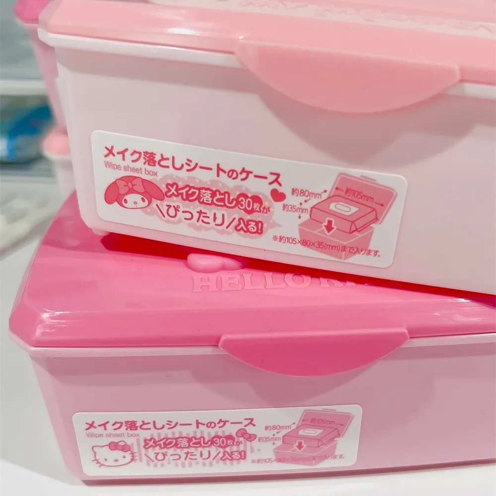 Sanrio Kawaii Anime Hello Kitty My Melody Storage Box Cute Tabletop Swab Cotton Jewelry Decorative Box Girl Gift Bins