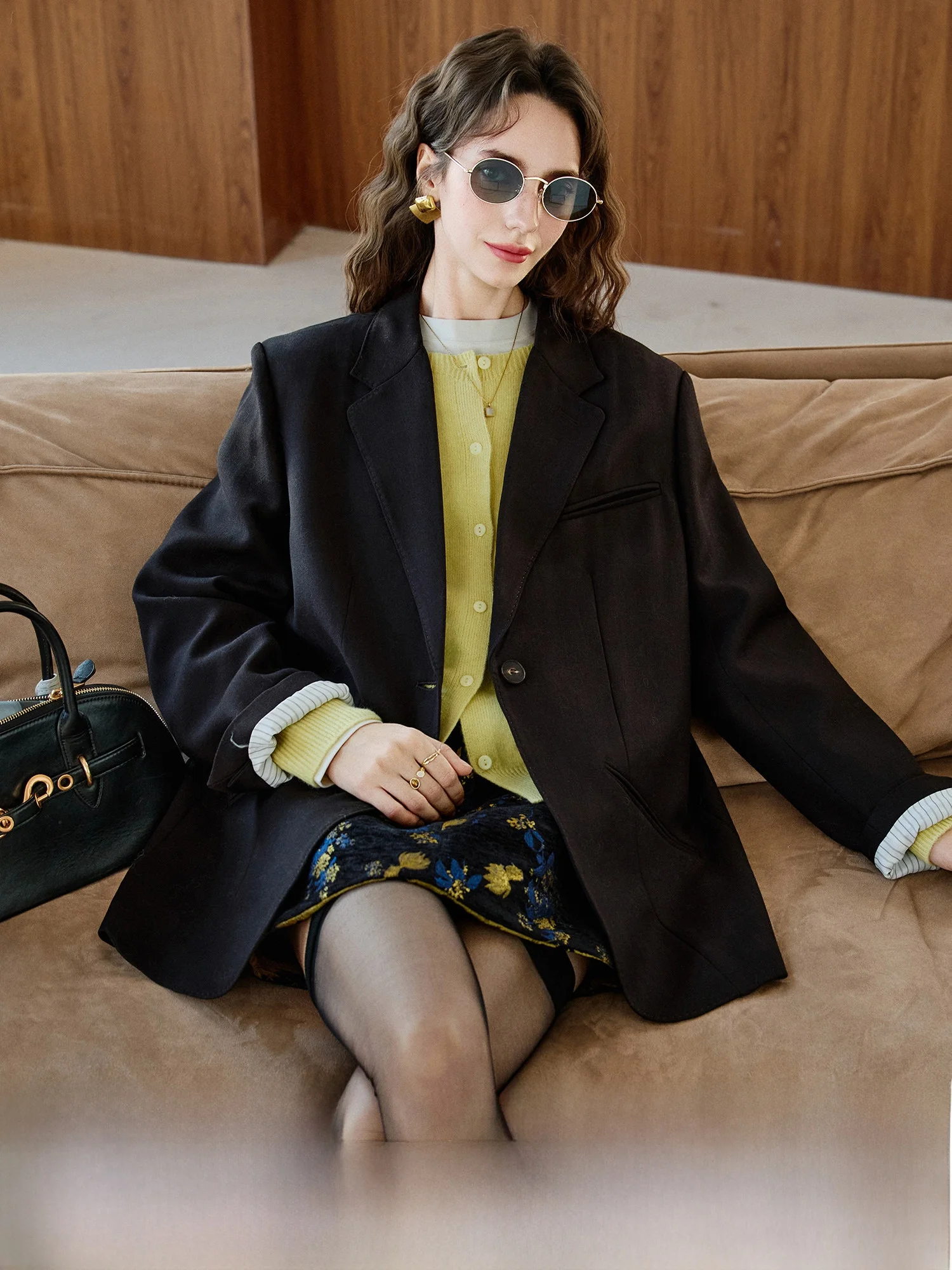 Colete de Lã Feminino Casual para o Dia a Dia: Casaco Solto e Elegante para o Escritório e Uso Diário