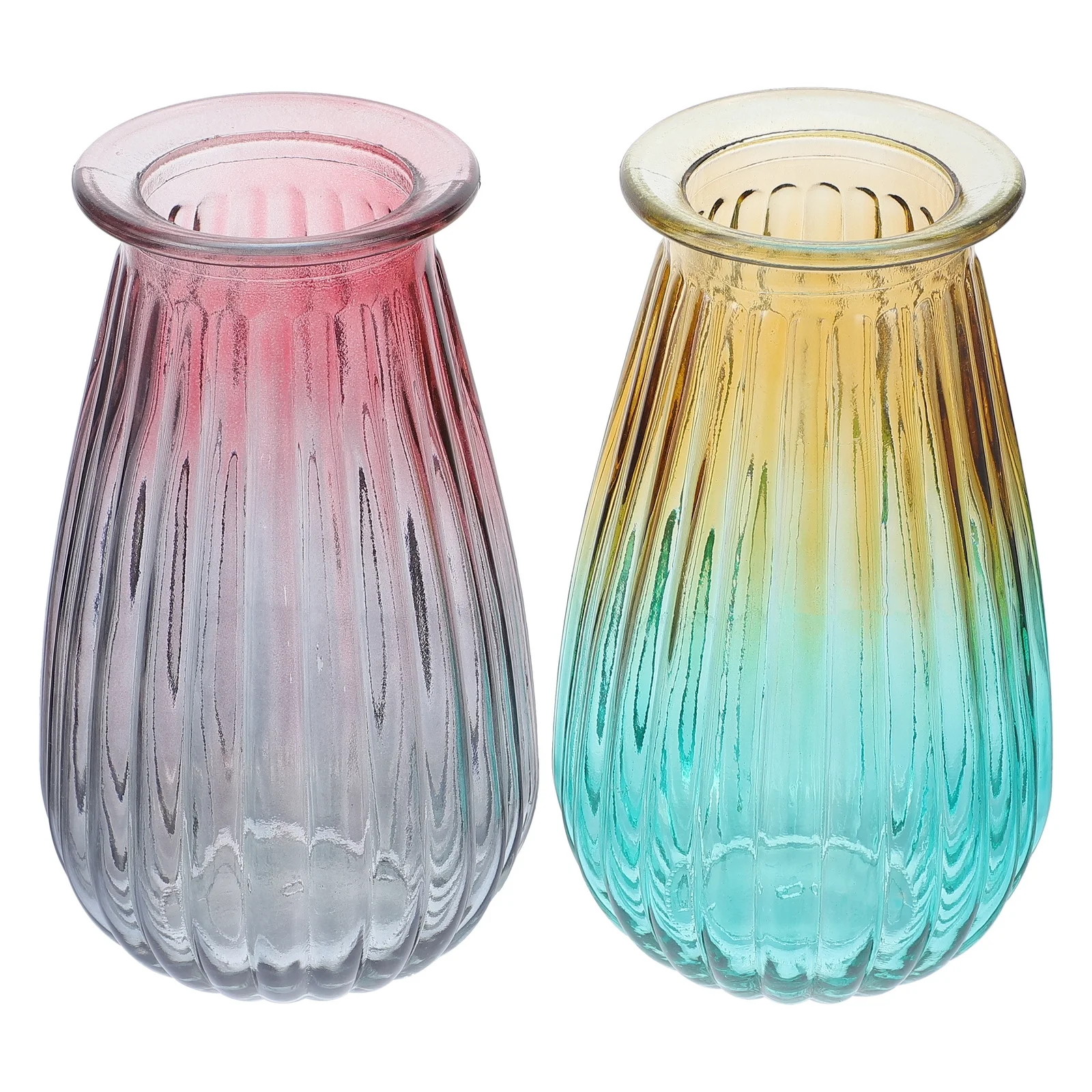 

2Pcs Gradient Glass Flower Vase Crystal Clear Decorative Container for Hydroponic Plants and Home Decor Glass Vase