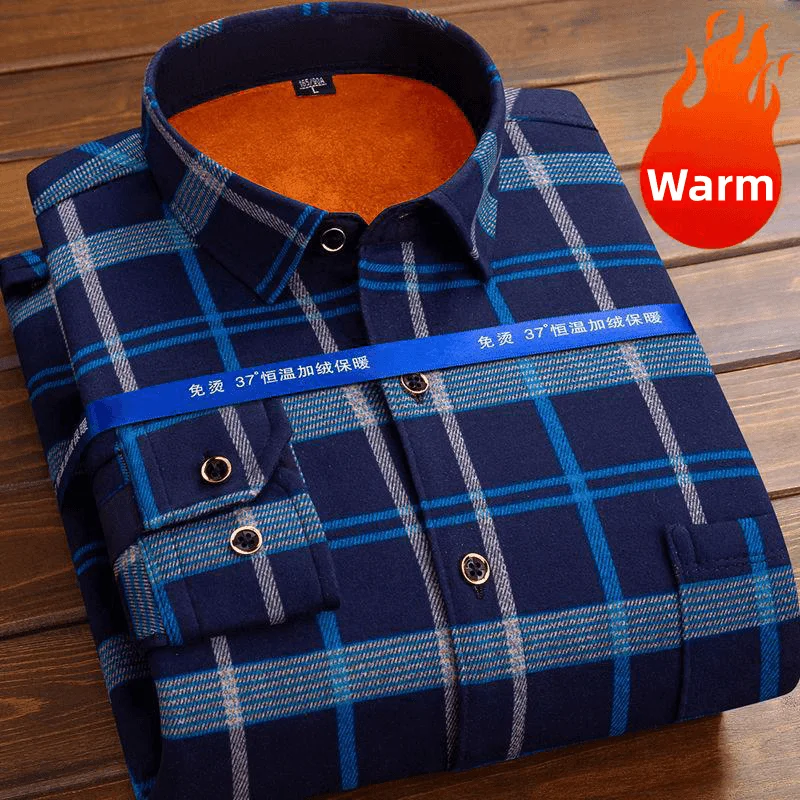 Autumn Winter New Casual Men\'s Fashion Long Sleeve Plaid Shirt Thick Warm Men\'s Casual High Quality Soft Large Size Shirt L-4XL