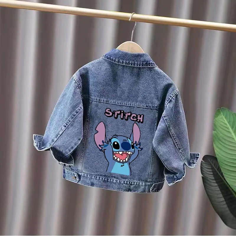 

Lilo and Stitch Kids Denim Jacket Cartoon Single Breasted Long Sleeves Jean Coat Spring Autumn Casual Outerwear for Boys Girls