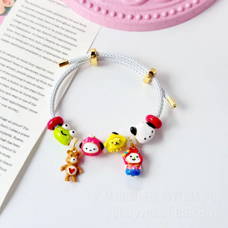 Sanrio família animação periférica acessórios diy pulseira hellokitty dopamina gotejamento óleo pintado à mão diy pulseira