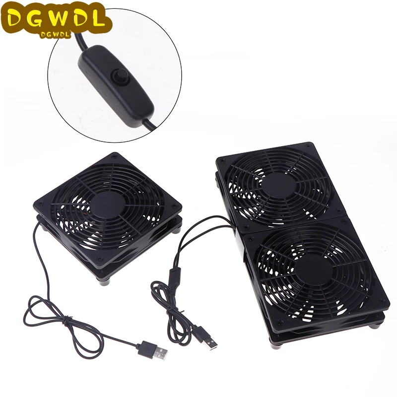 1 Set High Airflow Cooling Fan For Router Modem Receiver 120mm DC12V USB Powered PC Router Fans With Switch Cable