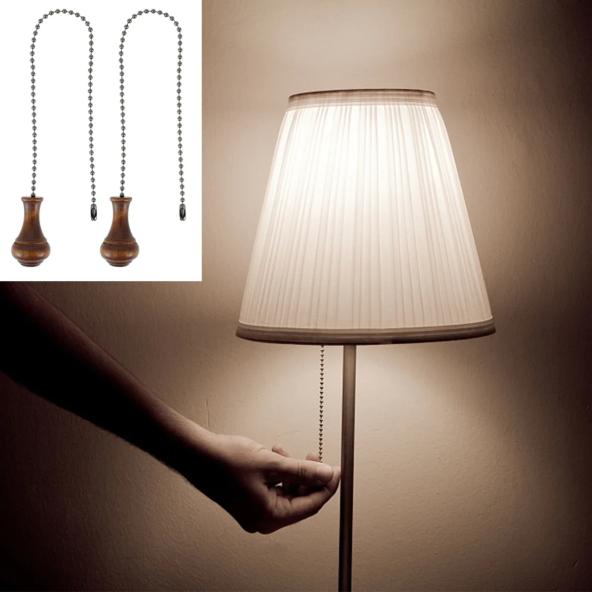 2Pack Ceiling Fan Pull Chain 12 Inches Beaded Ball Decorative Pendant Extension Fan Pull for Lamp/Fan Retro Decoration