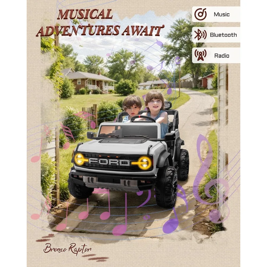 Licensed 24V 2 Seater Kids Ride on Toys, Battery Powered Electric Ride on Car, Remote Control Electric Car w/Led Lights, Music,