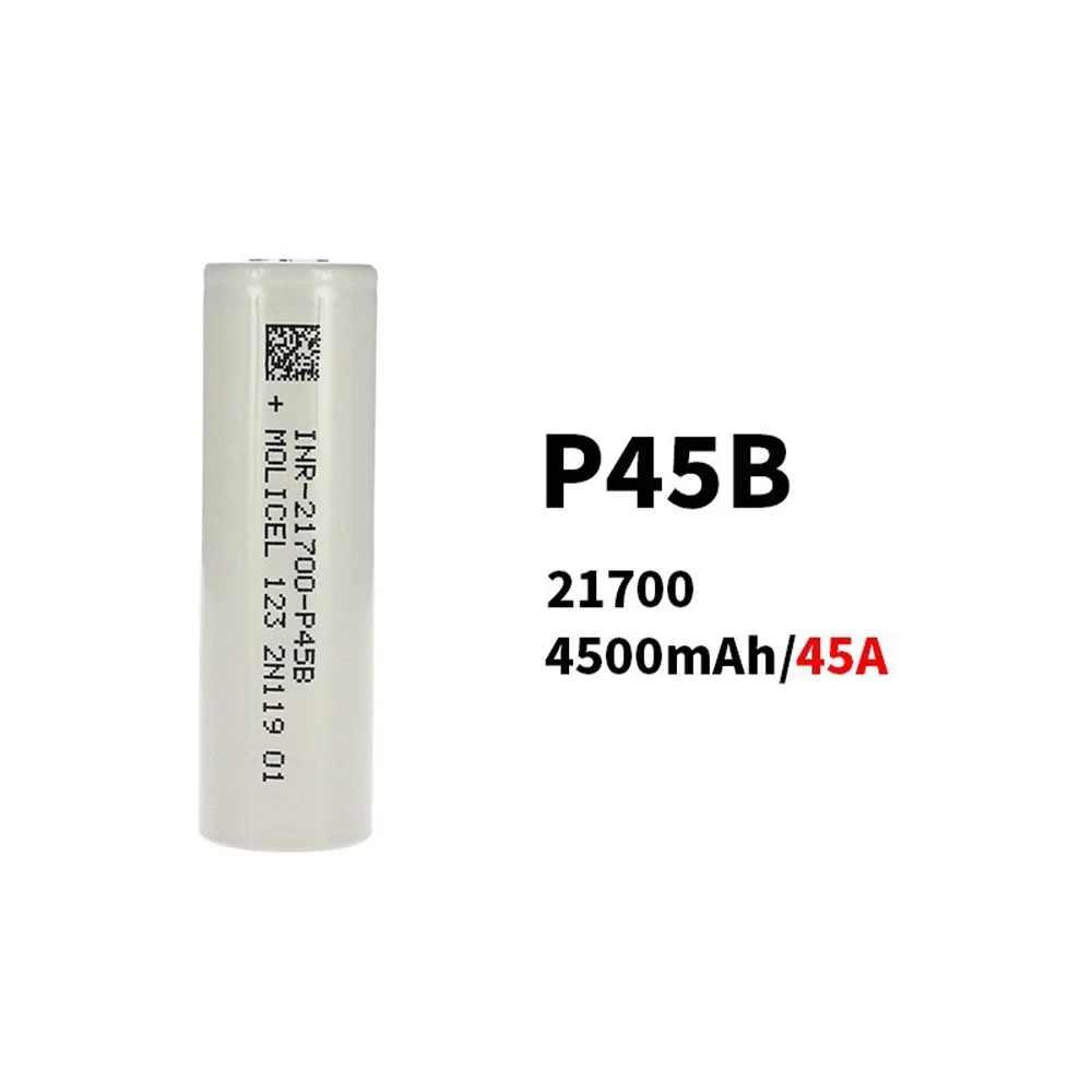 

Grade A 3.6V Molicel 21700 Lithium Battery INR21700-P45B 4500mAh 10C High Power Max 45A Discharge Rechargeable li ion Cell