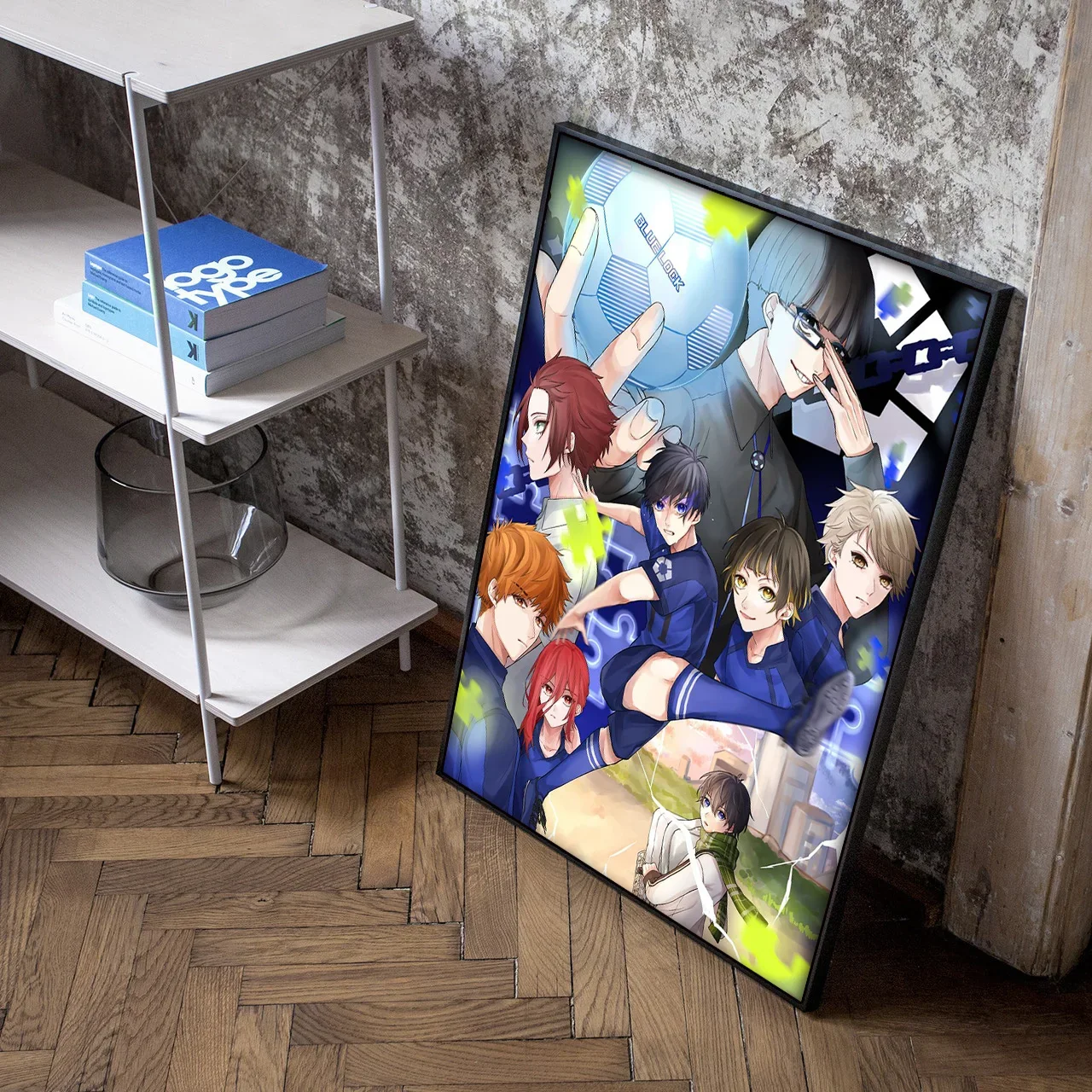 صور شخصيات أنيمي يابانية زرقاء القفل للغرفة ، لوحة قماشية للمعيشة ، فن كاريكاتير ، ديكور حائط منزلي ، ملصقات مطبوعة ، هدية