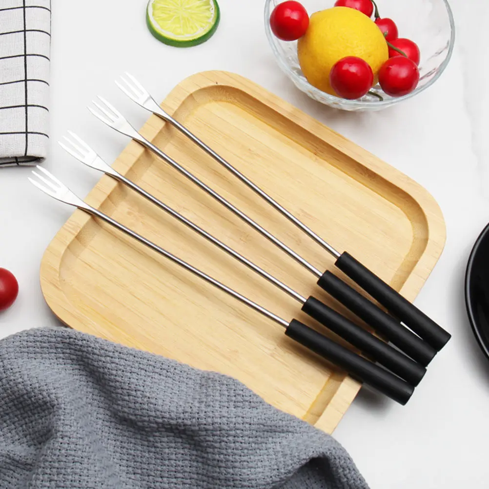 Juego de 6 Tenedores para Fondue de Acero Inoxidable con Mango de PP, Resistentes al Desgaste y Seguros para Chocolate, Queso, Frutas y Otros Alimentos