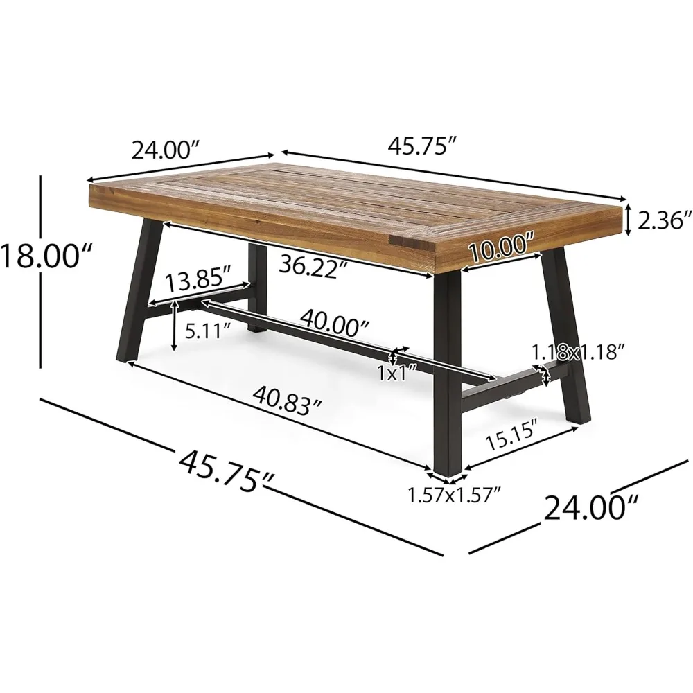 Outdoor Table Carlisle Outdoor Acacia Wood Coffee Table Sandblast/Rustic Metal Camping Folding Garden Living Room Furniture