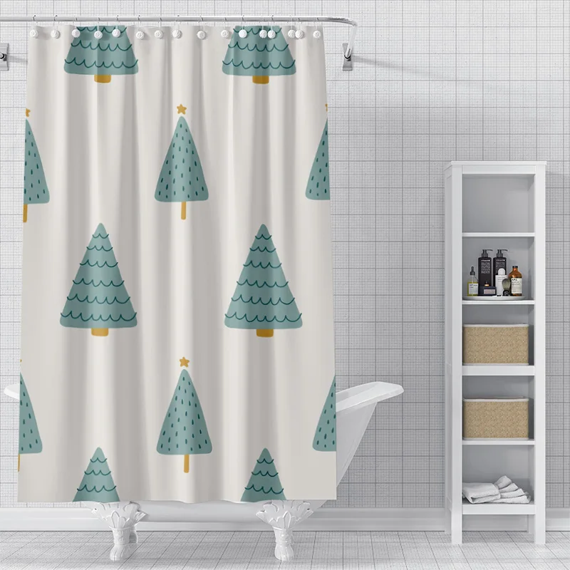 Home decoration shower curtains for bathroom waterproof curtain fabric Modern Nordic style Living Room Merry Christmas winter