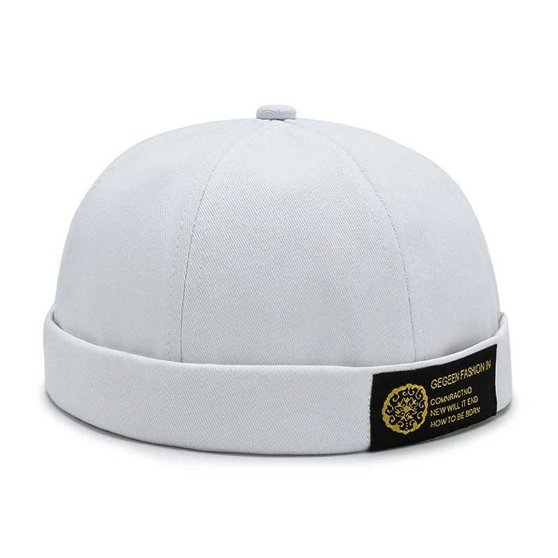 Men Vintage Dome Hat Brimless Beanie Cap Trendy Skullcap Breathable Cotton Sailor Caps Women Hip Hop Hat Solid Color Docker Hats