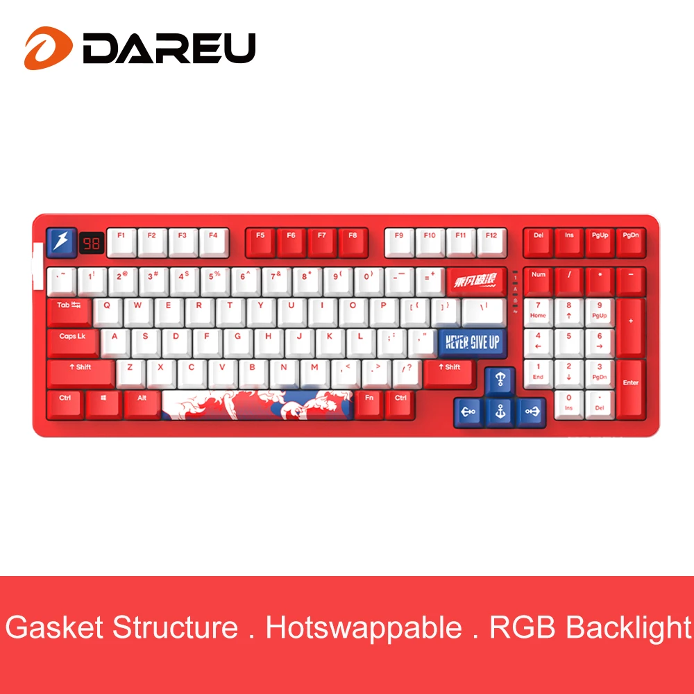 DAREU Mechanical Keyboard 98 Keys Sky Blue Switch RGB Backlight Gaming Keyboards PBT Keycaps Gasket Structure Wired Wireless