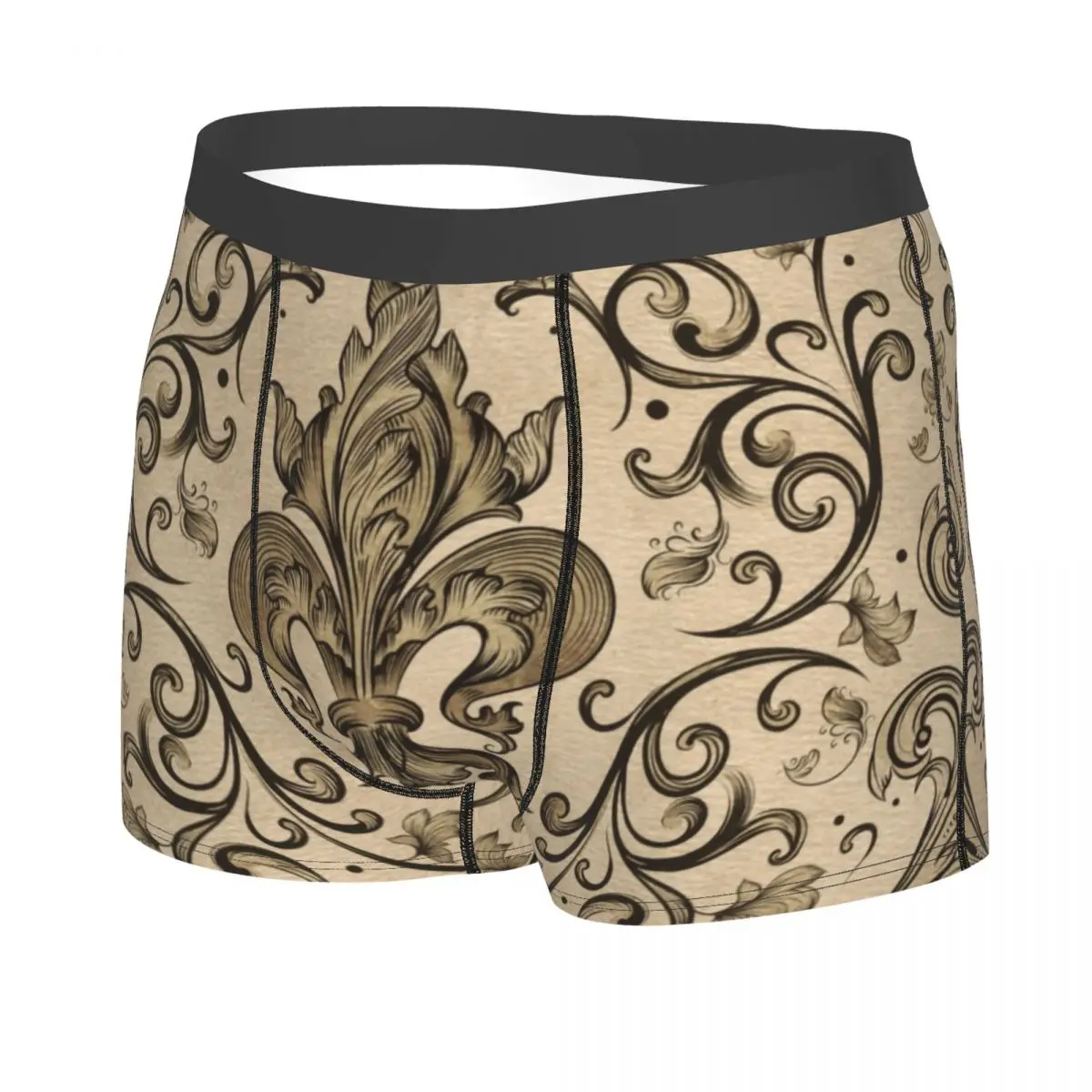 Custom Vintage Fleur De Lis Underwear Men Breathbale Lily Flower Fleur-De-Lys Boxer Briefs