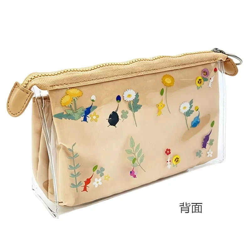 New Cute Pikmin Brown Children Kids Pencil Bag Girls PVC Transparent window Make up Cosmetics Cases Bags For Women