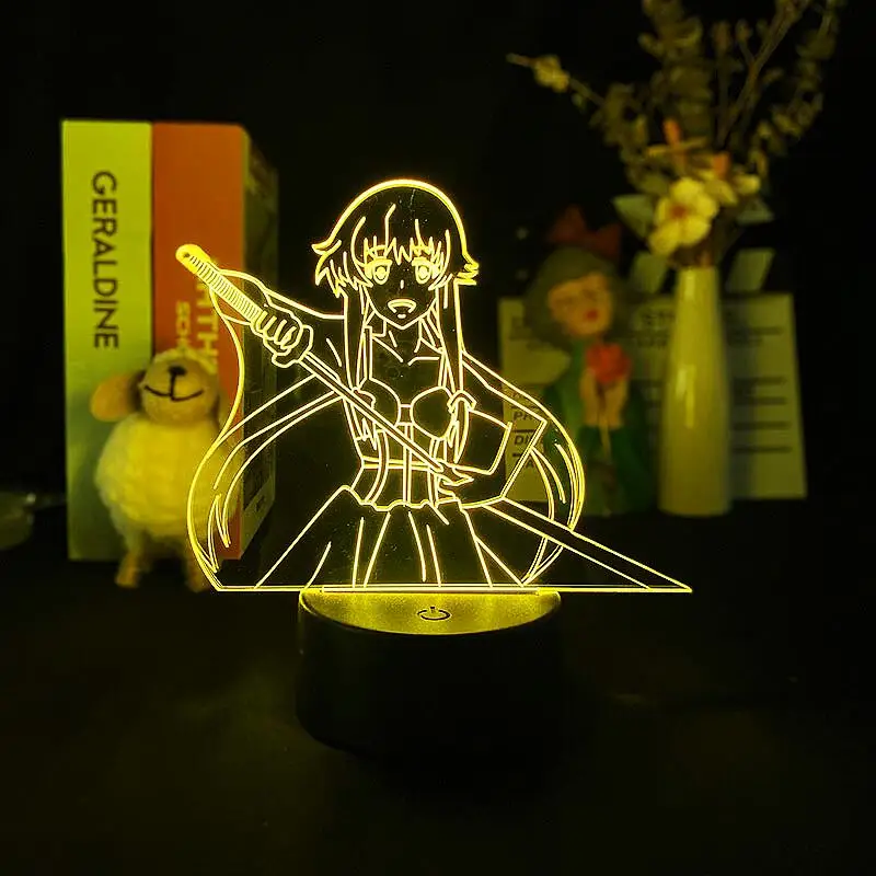 Anime LED Lamp Future Diary Gasai Yuno Figure 3d Night Lamp for Hoom Child Bedroom Decor Night Light Christmas Birthday Gift