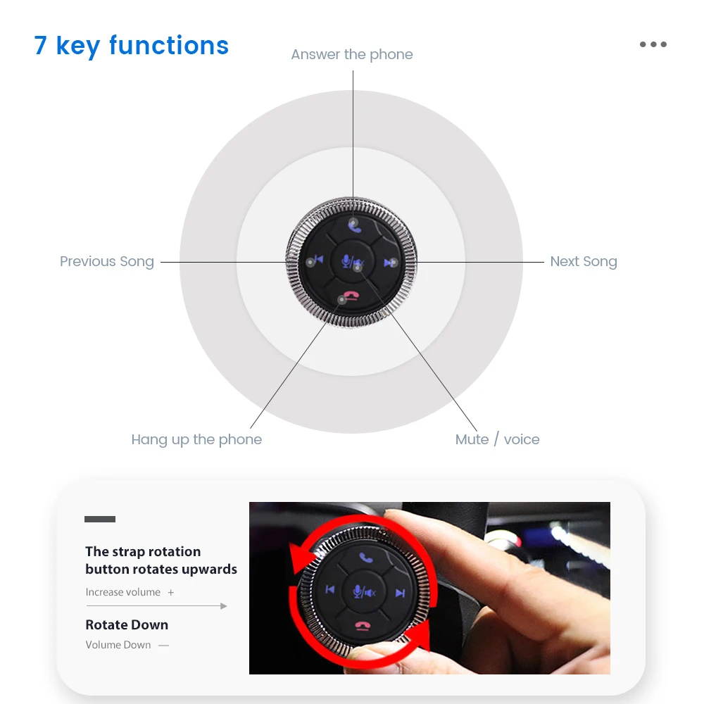 Automobiles Parts 7keys Wireless Steering Wheel Controllor Steering Wheel Buttons for Android Car Remote Control Car Accessories