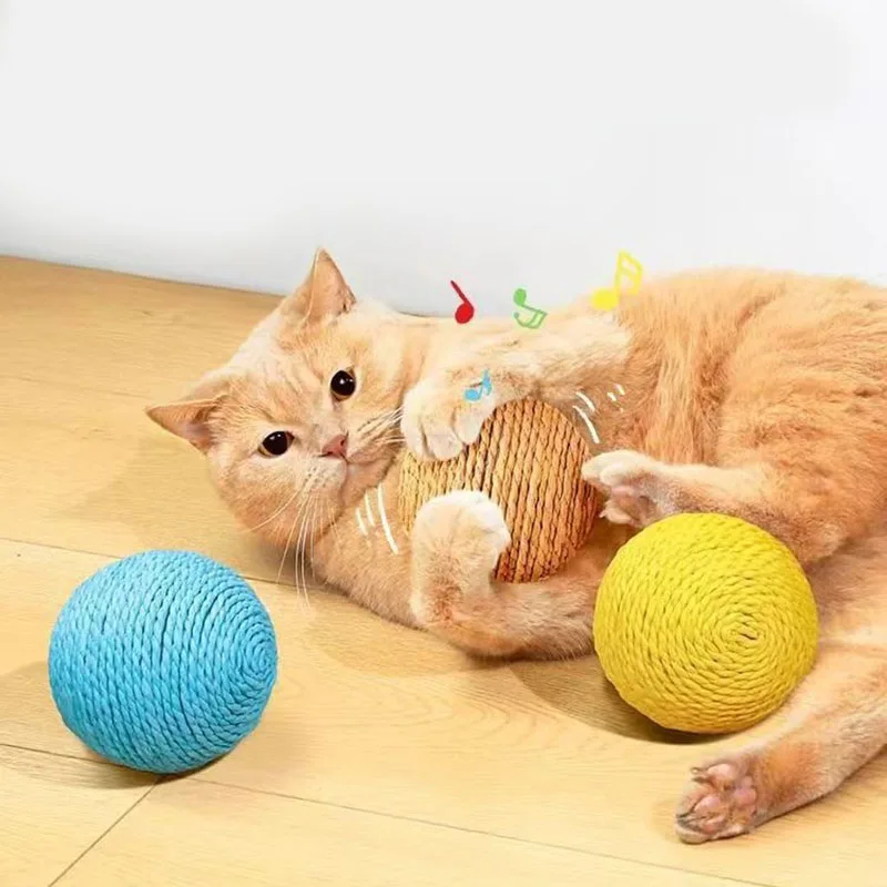 Sisalbälle, Katzenspielzeug, Fisch-Kauspielzeug, kratzfestes Fisch-Interaktives Katzen-Selbstspielspielzeug für Übungen im Innenbereich