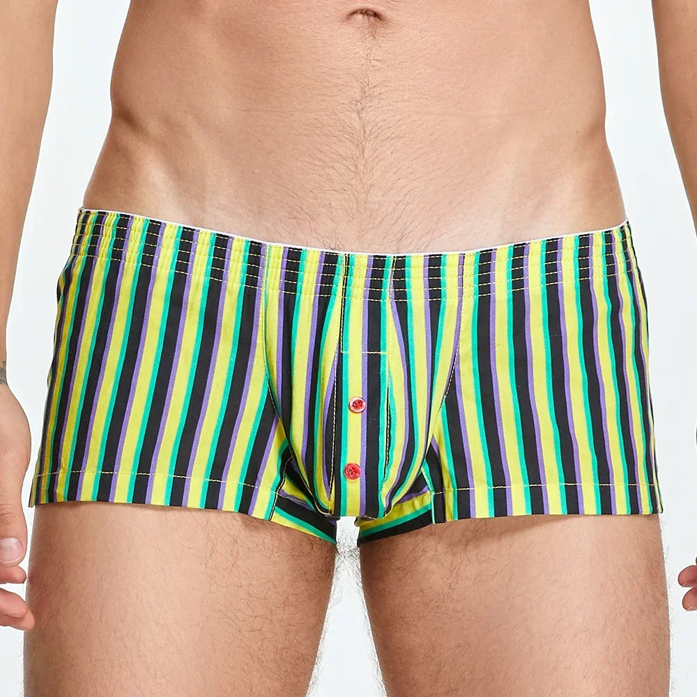 new Seobean-men\'s cotton boxers underwear 100% cotton for home shorts underwear male boxer striped