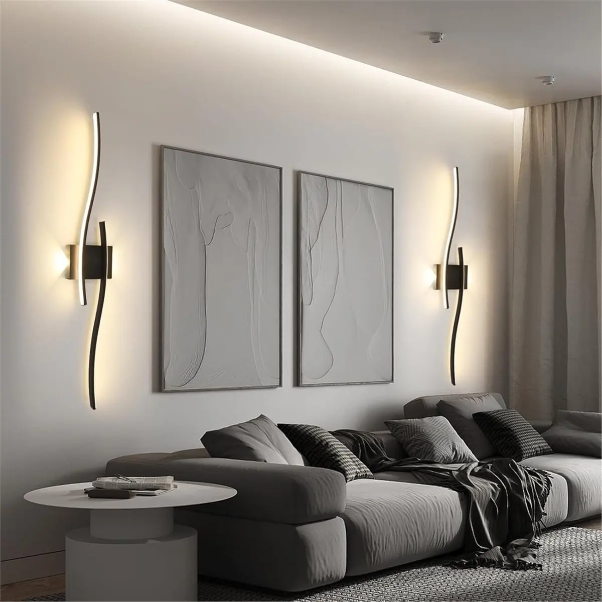【~ Novo FDDT】Luminária de Parede LED Moderna com Linhas Simples 60cm Disponível em Três Cores para Quarto, Cabeceira, TV, Parede, Corredor, Iluminação Interna B