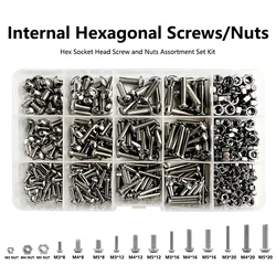 500pcs/Box 304 Stainless Steel Screws Hex Socket Button Head Allen Bolt Mechanical Screw M3 M4 M5