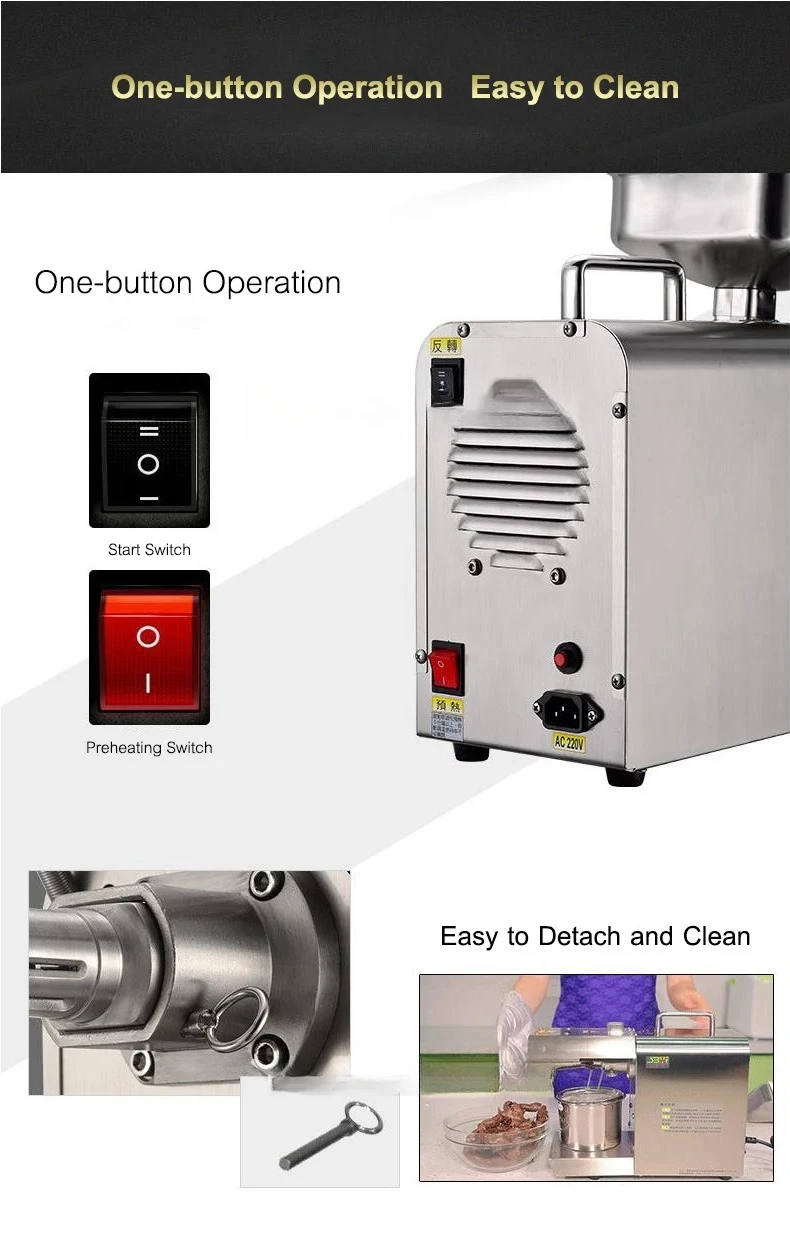 

Household Oil Presser Machine Small Automatic Screw Machine Peanut Tea Seed 110V/220V Stainless Steel Oil Press