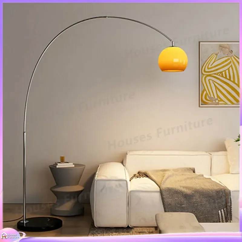 For French Medieval Fishing Floor Lamp Retro Glass Bauhaus Moonlight Standing Light Living Room Bedroom Sofa Corner Decor